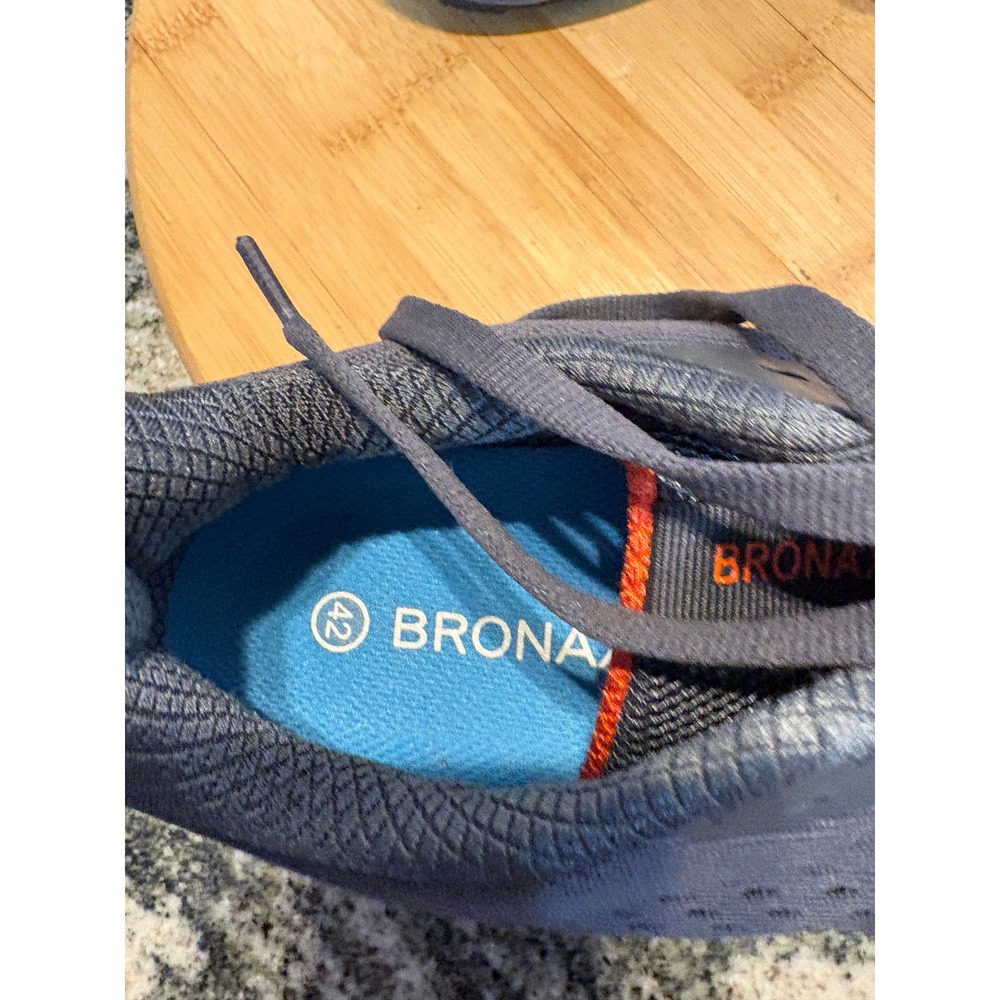 Bronax Mens Road Running Shoes Grey Orange Mesh Athletic Sneakers Size EU 42 - Picture 8 of 9